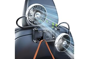 DICMKY Tesla Fan, Dual Head Car Back Seat Fan for Tesla Model Y/3(Highland) Accessories 2025 2024 2023 2022 2021, Adjustable Car Fans Cooling Hook for Backseat for Kids Baby Dog Rear Carseat