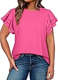 Eytino Womens Plus Size Casual Summer Round Neck