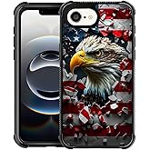WANKBLC for iPhone 16e Case, Shockproof Protective for Man Women Non-Slip for iPhone 16e American Flag Bald Eagle Crazy Pattern