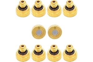 ZXUEZHENG 10Pcs Brass Misting Nozzle - 0.008" Orifice (0.2mm) Dia 10/24 UNC Replacement Heads for Outdoor Cooling System (0.2mm)