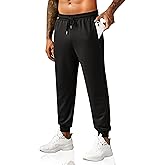 COOFANDY Men's Joggers Workout Sweatpants Casual Athletic Gym Pants Lightweight Elastic Wasit Trousers with Pockets Black