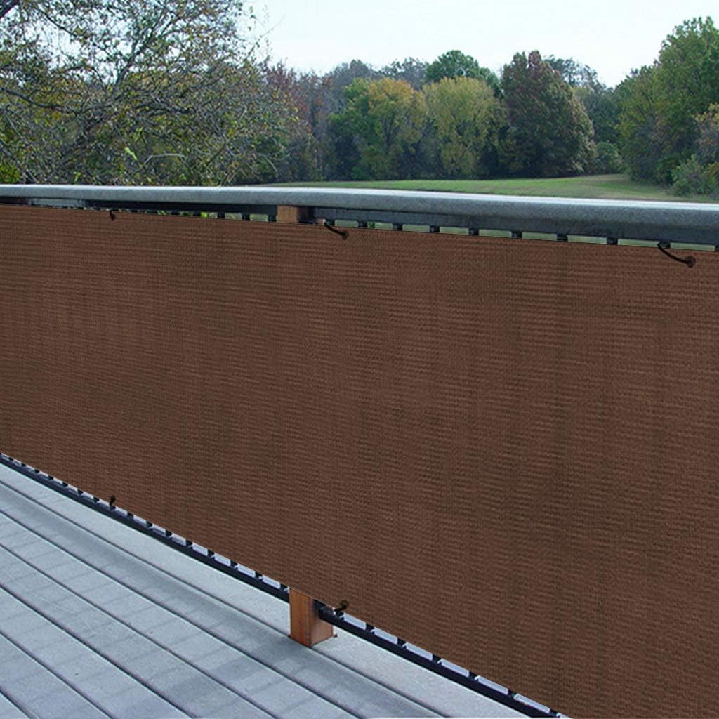 MDLUU Balcony Privacy Screen Cover, 3’×16.4’ Weather-Resistant Fence Screen, Shade Mesh for Balcony, Deck, Patio, Pool, Garden (Brown)