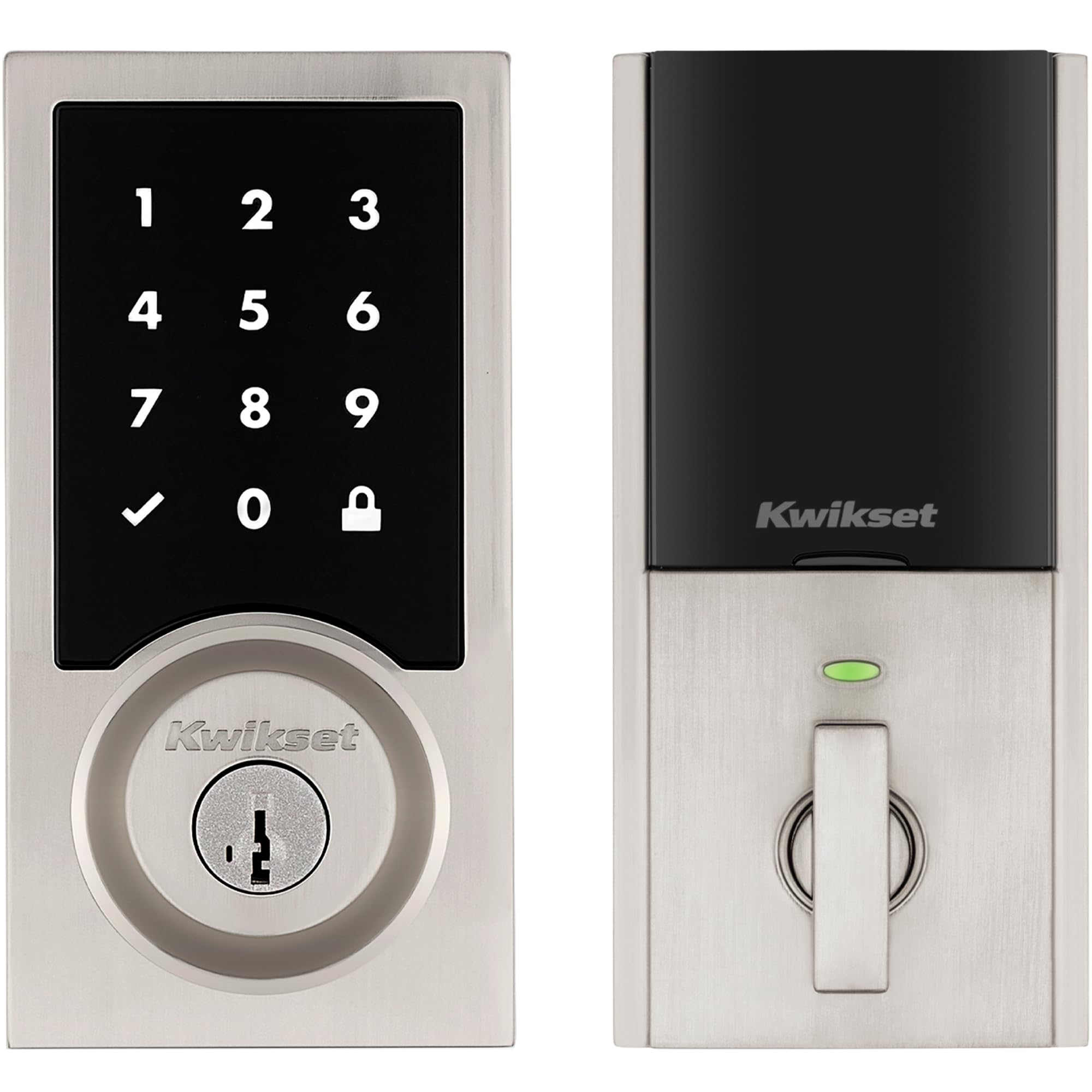 Photo 1 of Kwikset HomeConnect 918 Contemporary Z-Wave Long Range Enabled Touchscreen Lock Works with Ring Alarm, Samsung SmartThings Hub Required, Sold Seperately in Satin Nickel