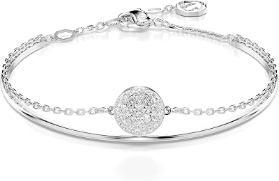 Bracciale rigido Meteora, Bianco, Placcato rodio