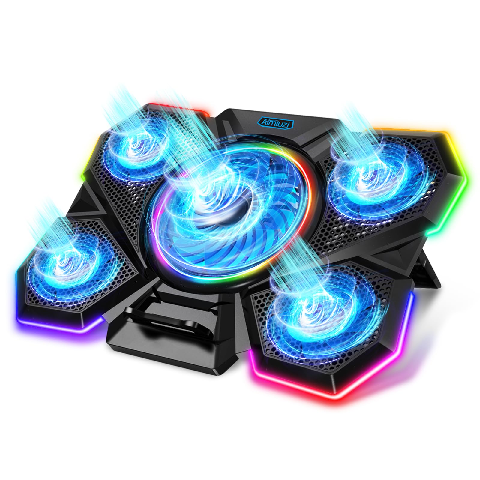 Photo 1 of AIMIUZI Laptop Cooling Pad, Gaming Laptop Cooler with 5 Quiet Fans and LED Lights (One-Click Close), Laptop Fan Cooling Pad Fits 12-17 Inch Laptop, 7 Adjustable Height