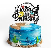 Décoration De Gâteau « Gone Fishing » Avec Roseau « Happy Birthday