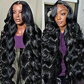 VXCVAE 30 Inch 13x6 Lace Front Wigs Human Hair 220 Density Body Wave HD Lace Front Wigs Human Hair Pre Plucked Natural Black Glueless Frontal Wigs for Women