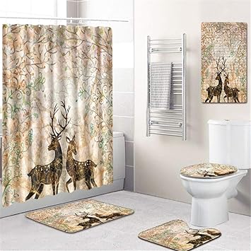Amazon Com Lohox Shower Curtain Sets Bath Floor Mat Set