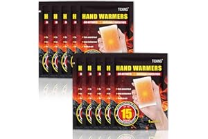 TCANG 10 Pack Hand Warmers Disposable - Up to 15 Hours of Heat - Super Long Lasting Air Activated Warmers, All Natural & Portable for Body, Hands & Toes - Odorless Hot Warmer Gifts for Winter Work