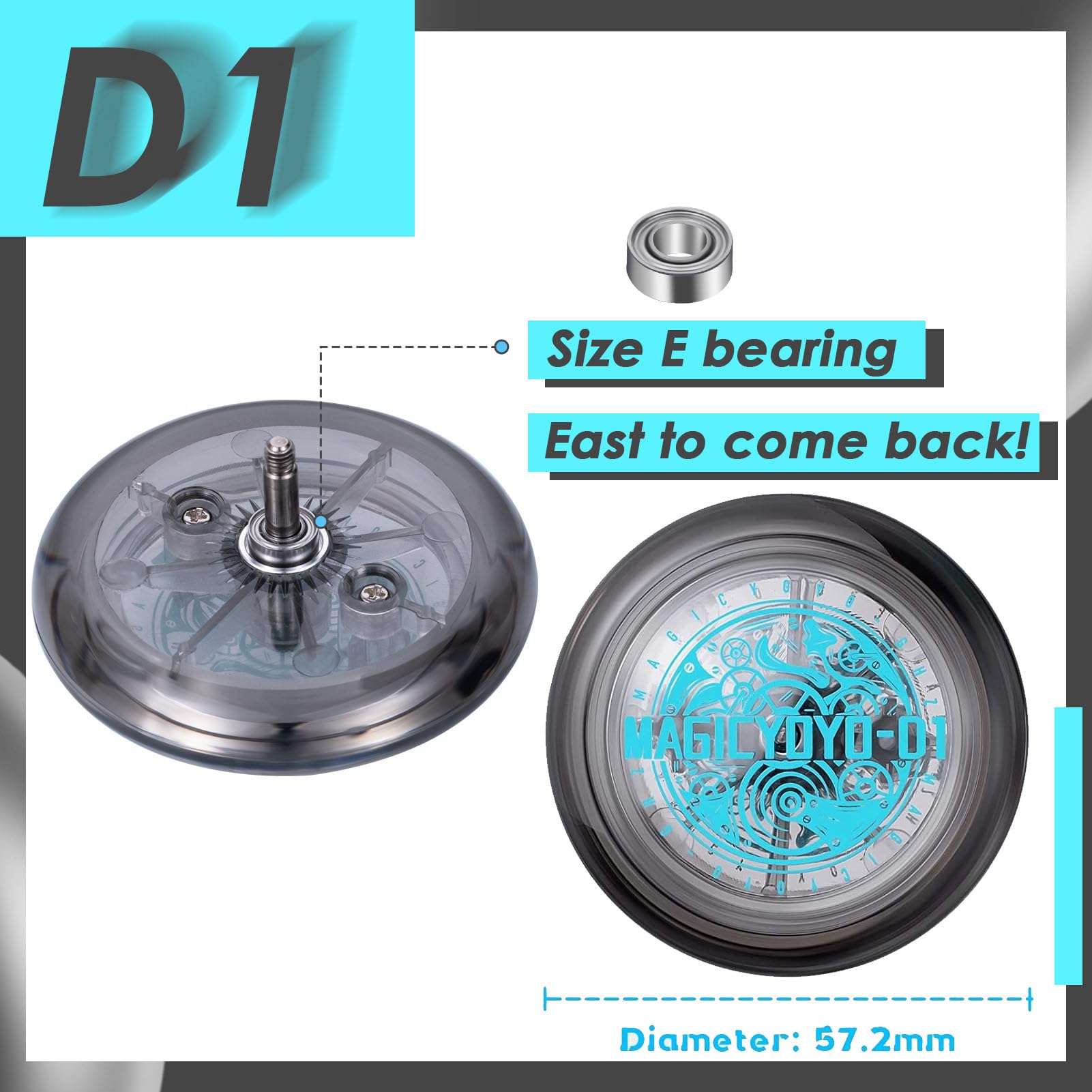 Looping Yoyo D1 Responsive Yo-yo for Kids Beginners, 2A Loop Yoyo Starter Yo Yo Easy to Play Basic String Tricks (Blue+Black)