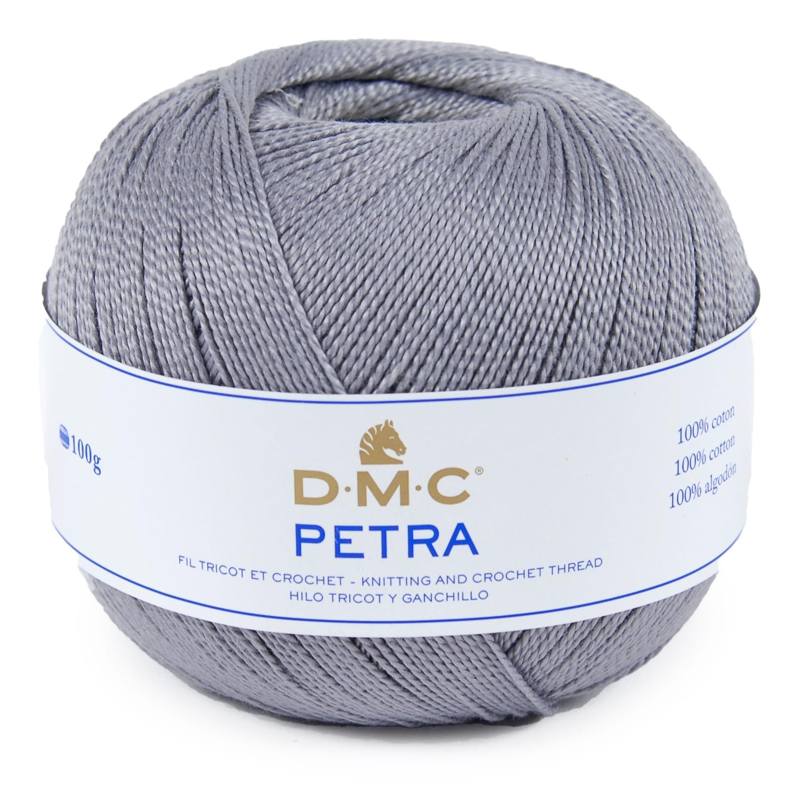 DMC Petra Yarn, 100% Cotton, Dark Grey, Size 5