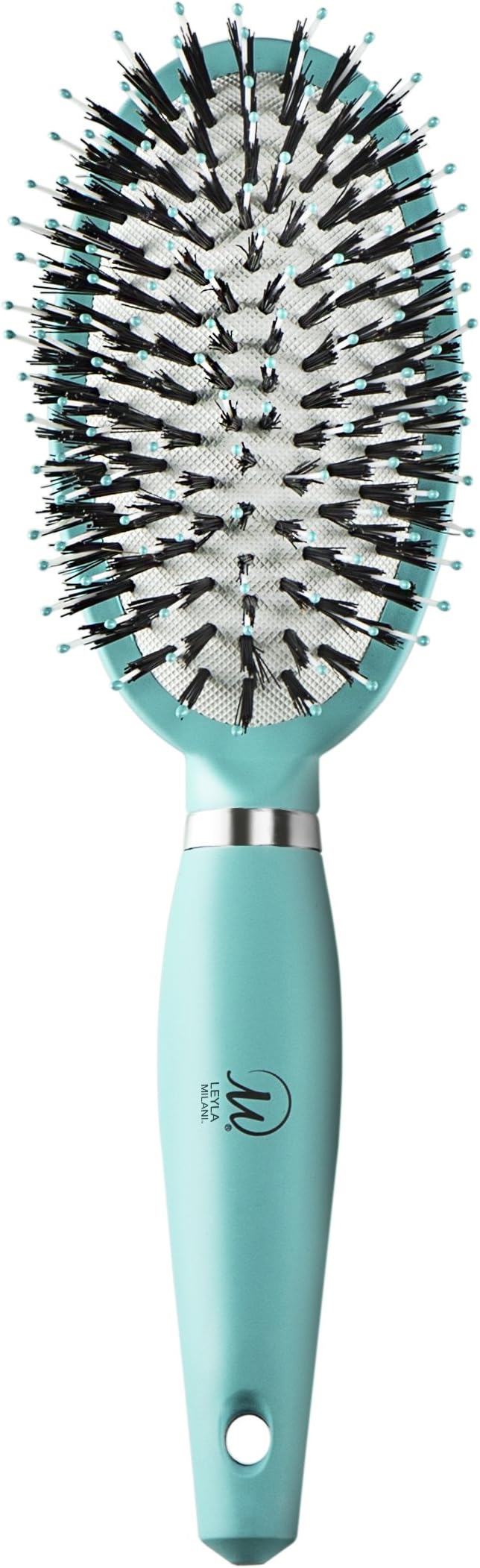 Leyla Milani Hair Detangler Brush - Miracle Brush Human Hair Brushes for Sensitive Scalp, Gentle Detangling, Shine, Volumizing, Nylon Boar Bristle, Best Paddle Brush for Women, Men, Kids (Teal)