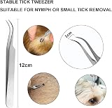 EasyULT 3Pcs Tick Remover Tool Set Stainless Steel Tick Hook Tweezers Kit view 4