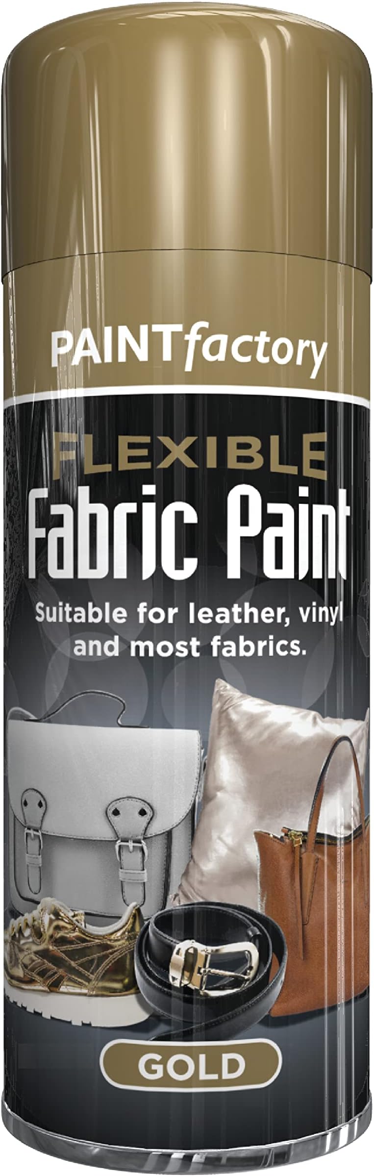 Paint Factory Flexible Fabric Spray Paint Gold 200ml for Leather & Vinyl
