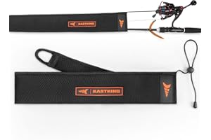 KastKing MeshGuard Rod Socks, Fishing Rod Sleeve, Neoprene Fishing Pole Sleeve, Fishing Rod Covers, Built-in Hanging Loop & Adjustable Lanyard, Fits Casting, Spinning, & Fly Rods