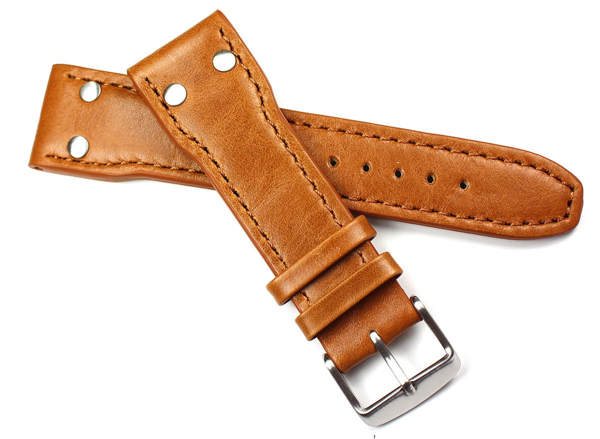 Sulla 24 mm Genuine Calf Leather Aviator Strap Pilot Watch Strap IW Light Brown