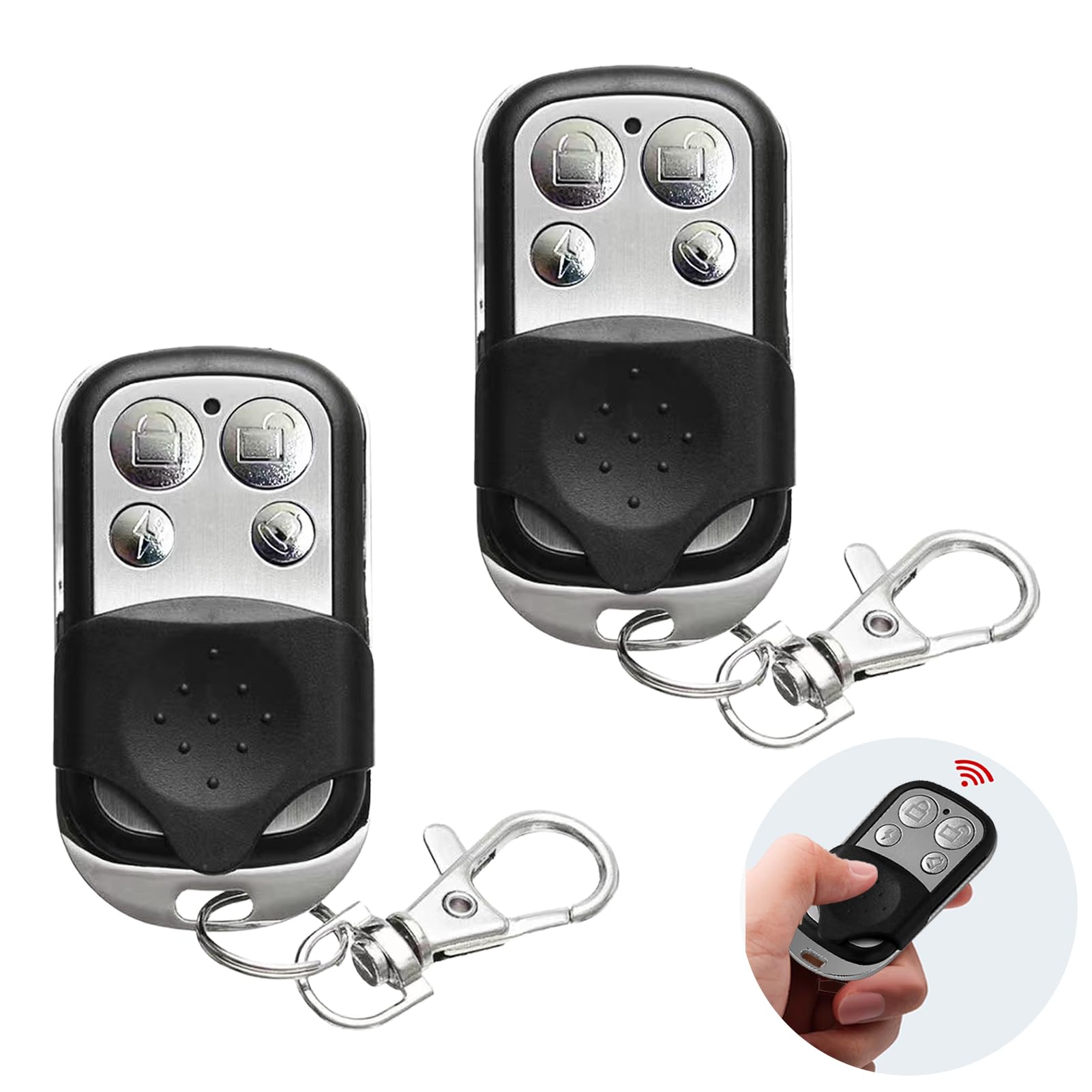 2 Pcs Universal Automatic Gate Remote Control, 433MHz Copy Remote Opener Garage Door Remote Control Fob, Wireless Garage Door Opener Cloning Key Fob with 4 Buttons for Car Garage Door Gate (Set C)
