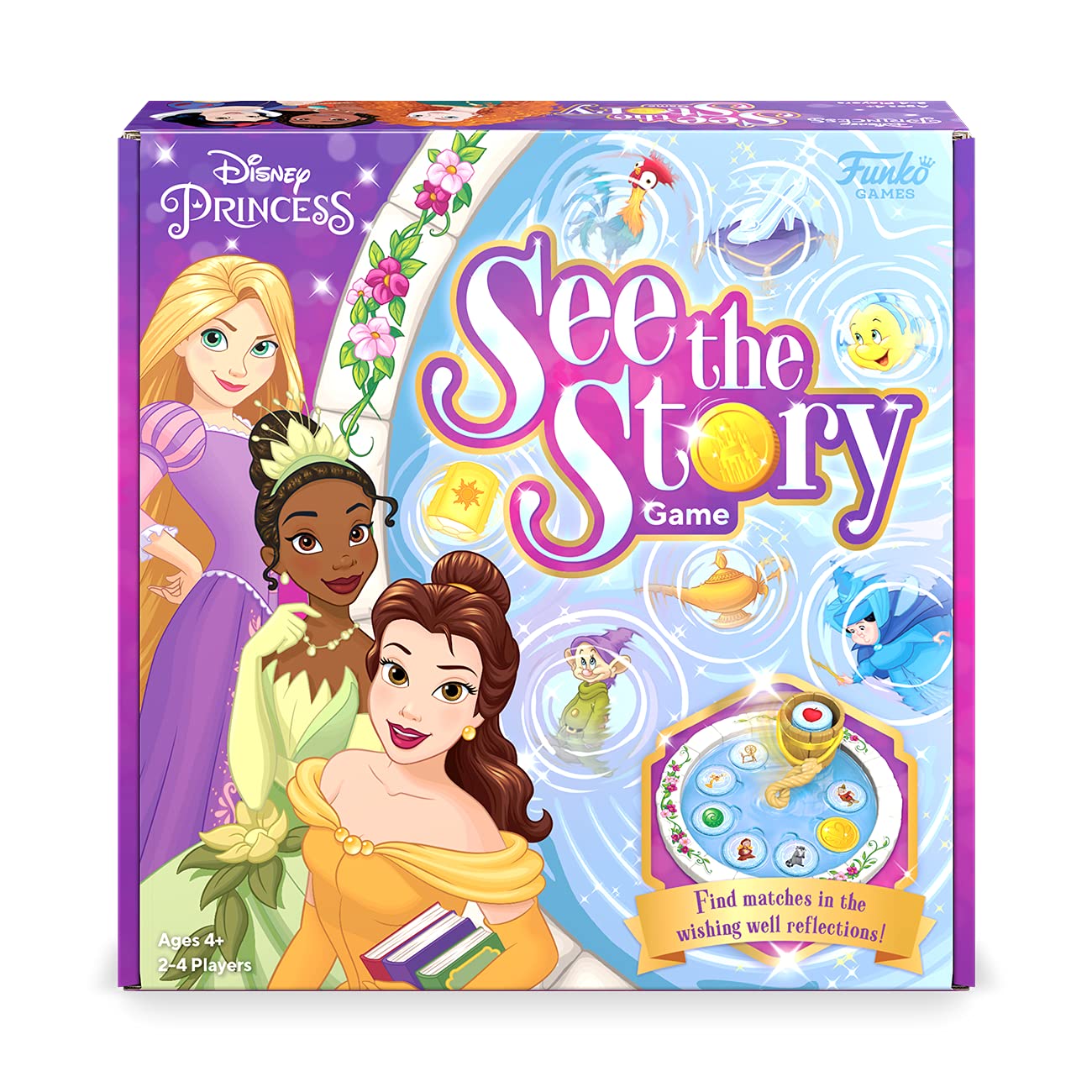 FUNKO GAMES Funko Signature : Disney Princess See the Story Game - Disney Princesses - Light Strategy Board Game for Children & Adults (Ages 10+) - 2-4 Players - Collectable Vinyl Figure - Gift Idea