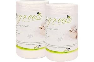 wegreeco Unscented Diaper Liners - Fragance Free and Chlorine Free Cloth Diaper Liners - 100 Sheets Per Roll (2 Roll)
