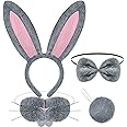Norme Bunny Cosplay Accessories Set Including Bunny Nose Tail Tie and Ears for Boys Girls Easter Party Costume