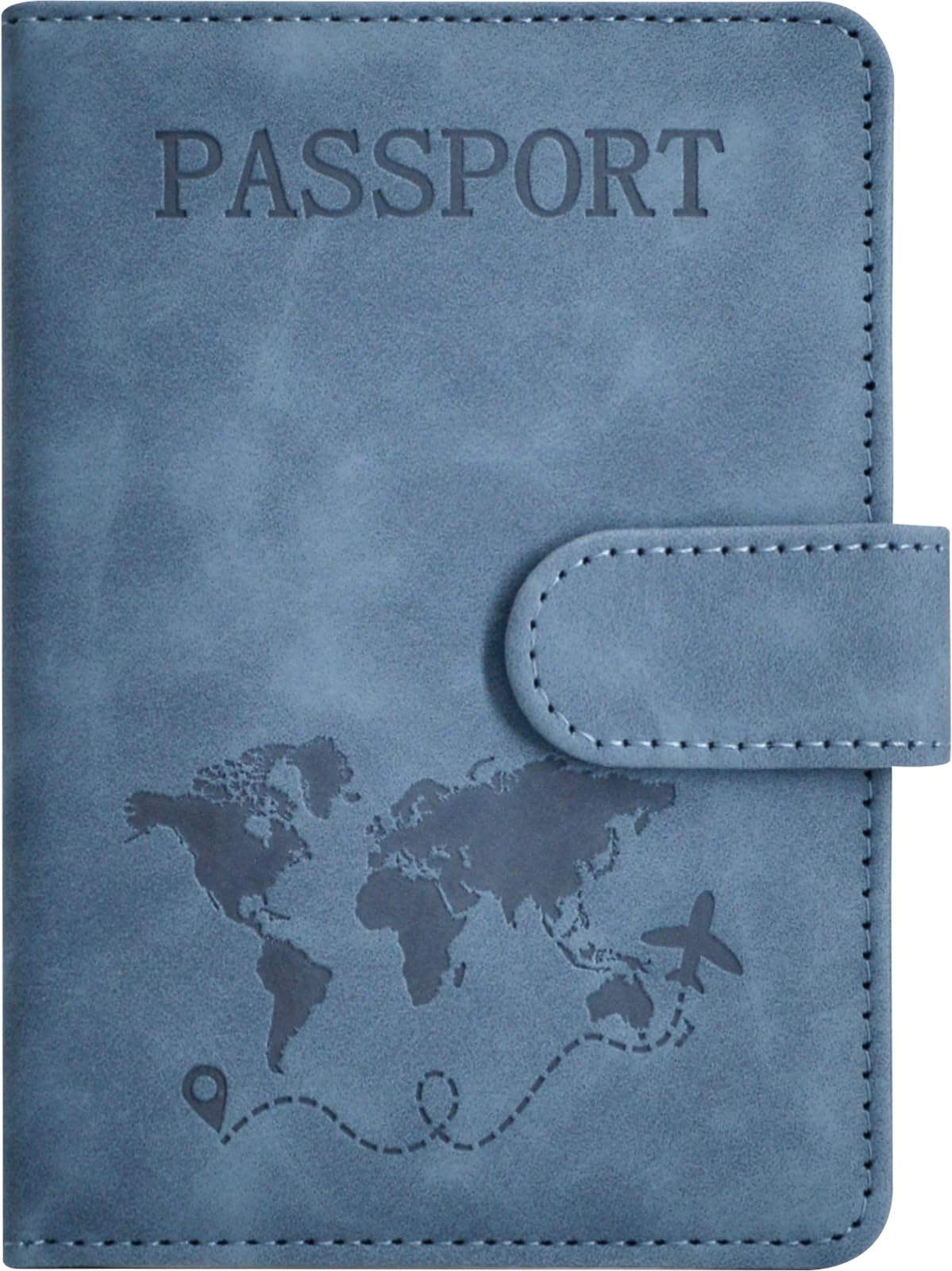 Photo 1 of **MINOR DAMAGE(SHOWN IN PHOTO)***Passport Holder, Passport Cover with Credit Card Slot and Boarding Pass Slot Combo, Passport Wallet Case Book Travel Must Have, RFID Blocking Leather Travel Accessories, Navy Blue