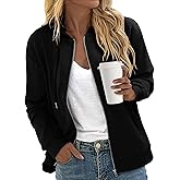 CRAZY GRID Women's Zip Up Jacket Casual Long Sleeve Sweatshirts Fall Coat Outerwear Windbreaker with Pockets S-XXL
