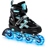 Xino Sports Kids Inline Skates for Girls &amp; Boys - Adjustable Skates with LED Illuminating Light Up Wheels - Youth Skates for Indoors &amp; Outdoors