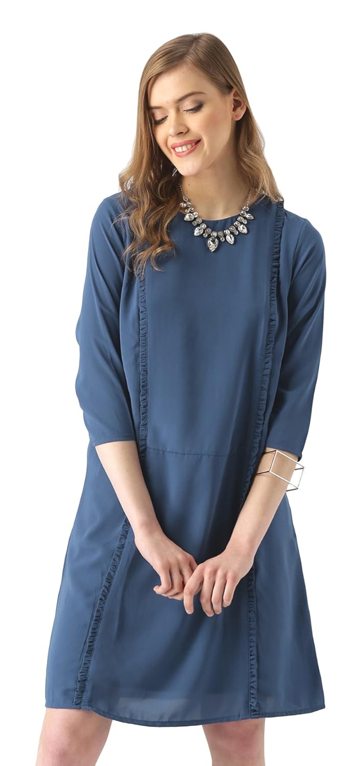 marie claire women's a-line dress (mc10280--xs, blue, x-small)