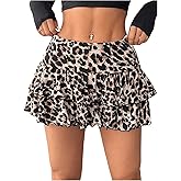 Verdusa Women's Y2K Leopard Skirt Summer Club Tiered Layered Streetwear Mini Ruffle Skirt