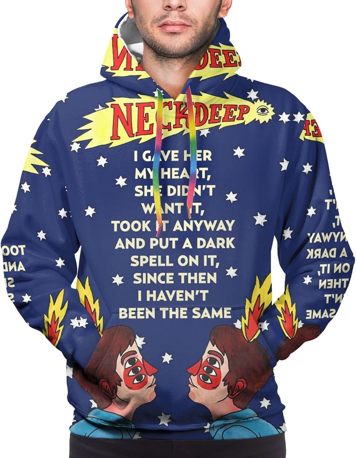 NeckDeepBand Mens Hoodie 3d Print Hooded Pullover