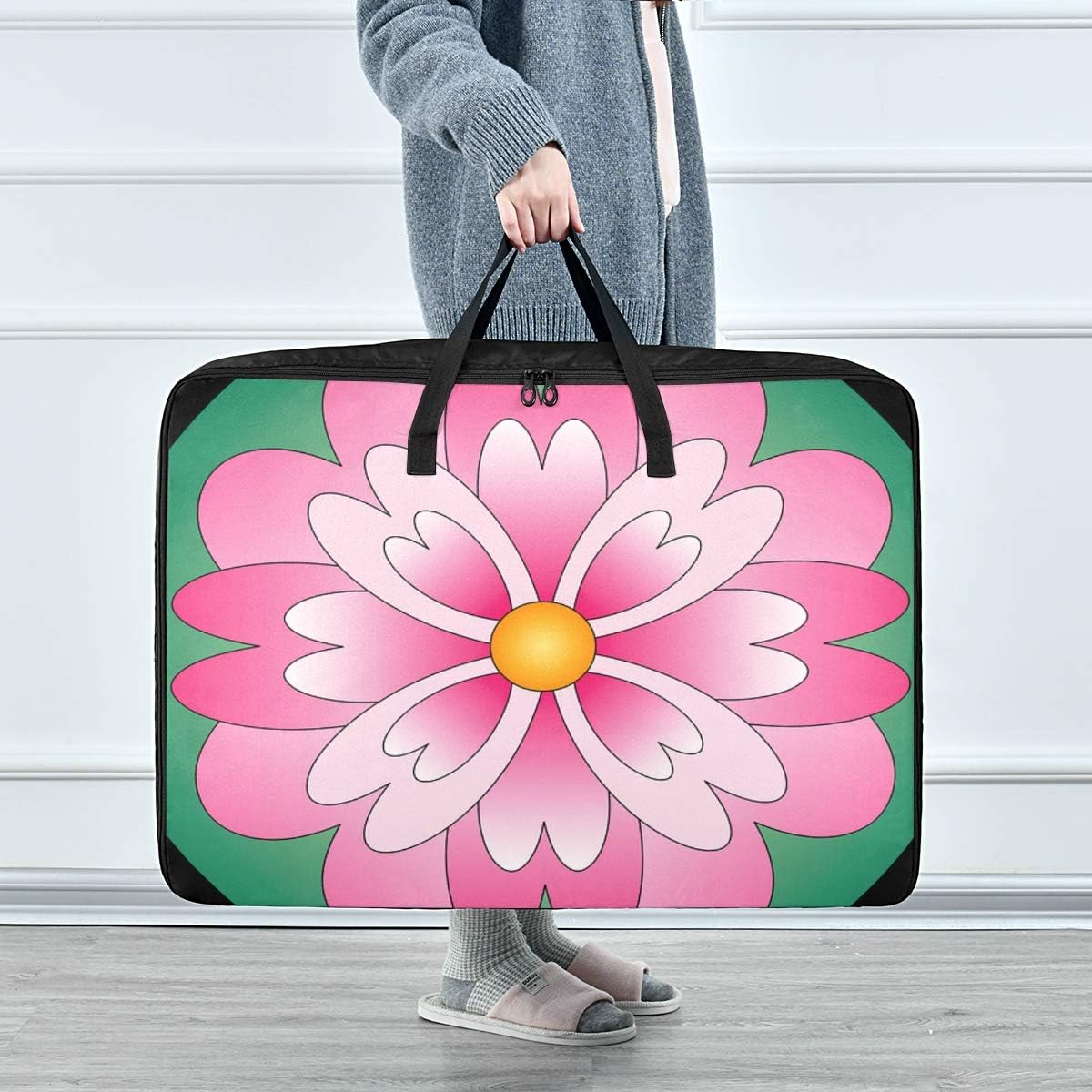 Bolsa de Ropa de Tela Mandala de Flores Color de Flor Rosa Verde