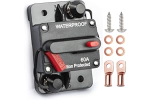 Tiwerlfe 60Amp Circuit Breaker with Manual Reset, Waterproof Inline Fuse for Boat Trolling Motor Marine ATV Trailer Vehicles Stereo Audio Electronic Battery Solar System, Suitable for 12V-48V DC