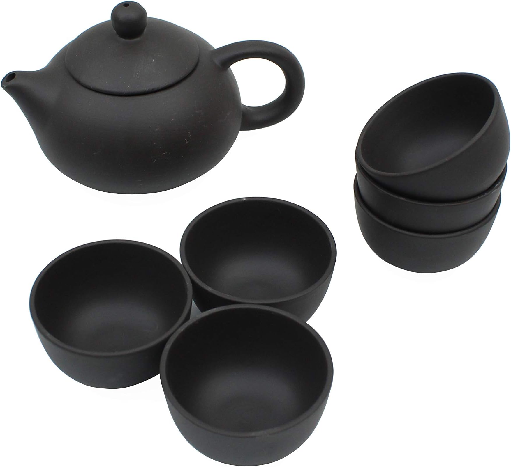 Chinese teapot set with 6 tea cups (Dark Brown) Dark Charcoal Traditional Yixing Zisha Porcelain Loose Leaf Chinese Teapot Set With 6 Tea Cup