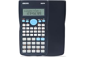 DELI Scientific Calculator, 2 Line Cute Scientific Math Calculator Function Calculator for Students Algebra Geometry Basic Caculator for Middle and High School Student College School Supplies (Black)