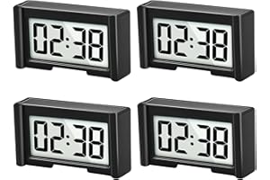 Youngfly 4PCS Small Digital Clock, Mini Car Dashboard Clock Battery Operated, Car Truck Dashboard Time Self-Adhesive Bracket Vehicle Automotive Dash Stick on Air Vent Clock (Black)