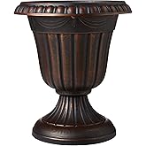 Arcadia Garden Products PL10CP Classic Traditional Plastic Urn Planter Indoor/Outdoor, 15" x 13", Brushed Copper