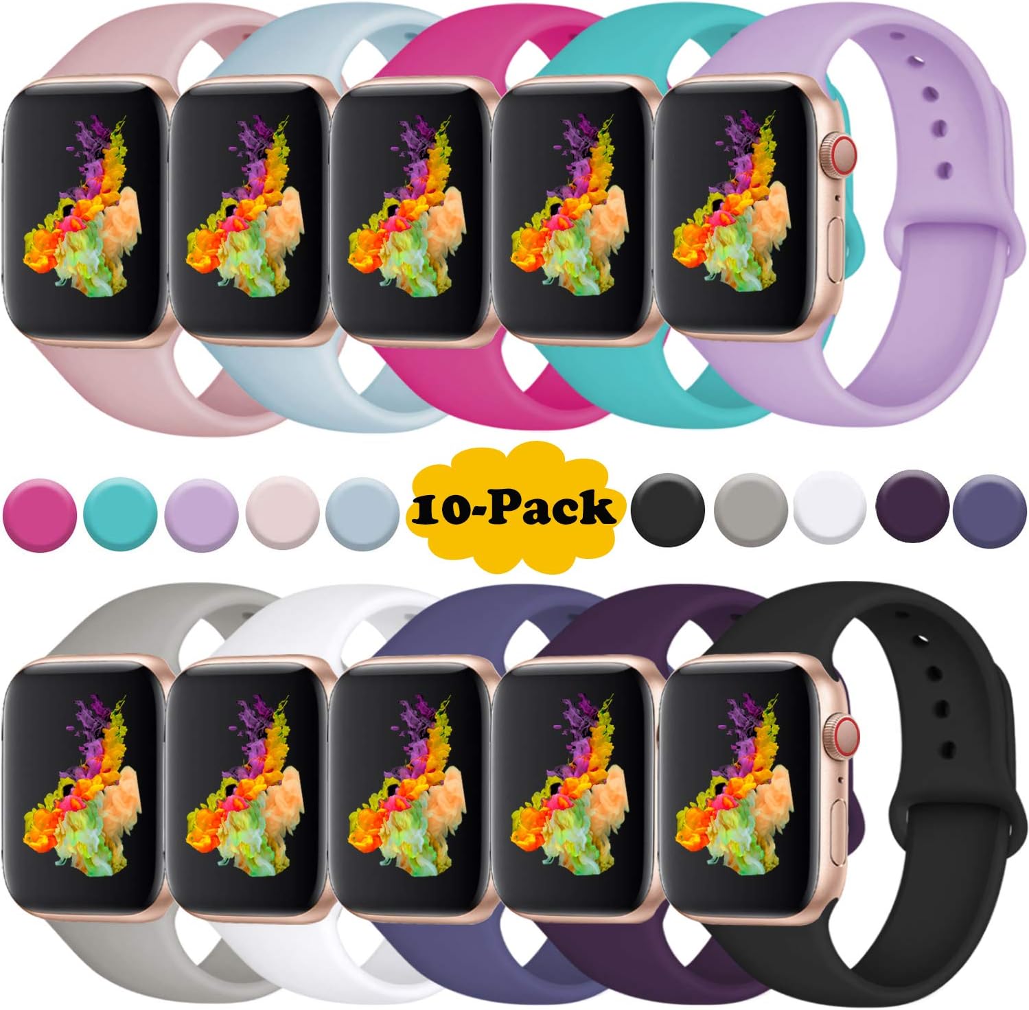Rabini Compatible with Apple Watch Band 40mm 38mm 44mm 42mm for Women Men, Replacement Accessory Sport Band for Apple/iWatch Series 5, Series 4, Series 3, Series 2, Series 1
