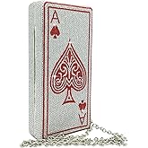 Boutique De FGG Poker Card Rhinestone Handbags Evening Bags and Clutches Women Crystal Clutch Purse for Party Casino, Mini