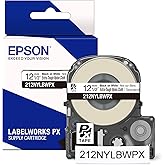 Epson LABELWORKS 212NYLBWPX Genuine Nylon Tape Cartridge - Black on White Industrial Label Maker Tape - 1/2" (12MM) Wide, 19'