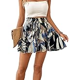 Milumia Women's Ditsy Floral Elastic Waist Skort Ruffle Hem Boho Short Skirt Skorts