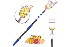 SKGPOLE 26FT Reach Fruit Picker, 5-20 Foot Sturdy Aluminum Telescoping Fruit Picker Extension Pole with Metal Twist-on Basket, Suit for Apple Pear Lemon Mango Guava Orange Avocados Tree Fruit Picking