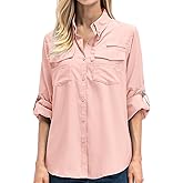 Women's UPF 50 UV Sun Protection Long Sleeve Safari Shirts Quick Dry Hiking Travel Fishing Outdoor Cool Shirts