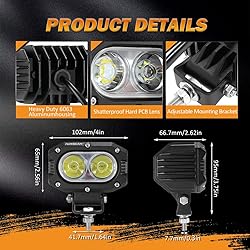 Auxbeam 4 Inch LED Pod, Square Pod Light with 5050