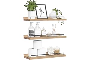 RYOFOBETTO Floating Shelves for Wall Decor, Light Brown Wood Shelves for Bathroom, Living Room, Bedroom, Picture Frames, Plan