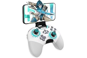 AGHI Bluetooth Controller for Switch/PC/iPhone/Android/Apple Arcade MFi Games/TV/Steam, Pro Wireless Game Controller Remote Gamepad with Phone Clip with Lock Speed/6-Axis Gyro/Dual Motors/Turbo/Switch Key