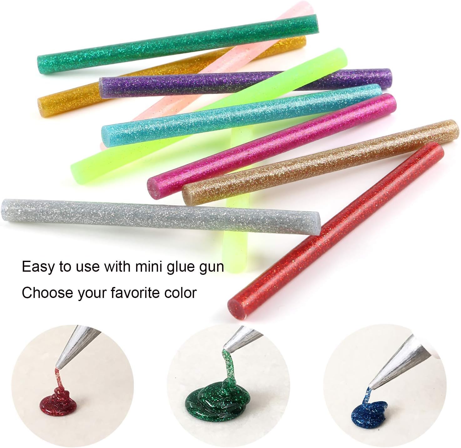 Glitter Hot Glue Sticks Baffo 60PCS 12 Colors Hot Glue Stick EVA Mini