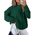 Trendy Queen Women's Oversized Cable Knit Crewneck Sweaters