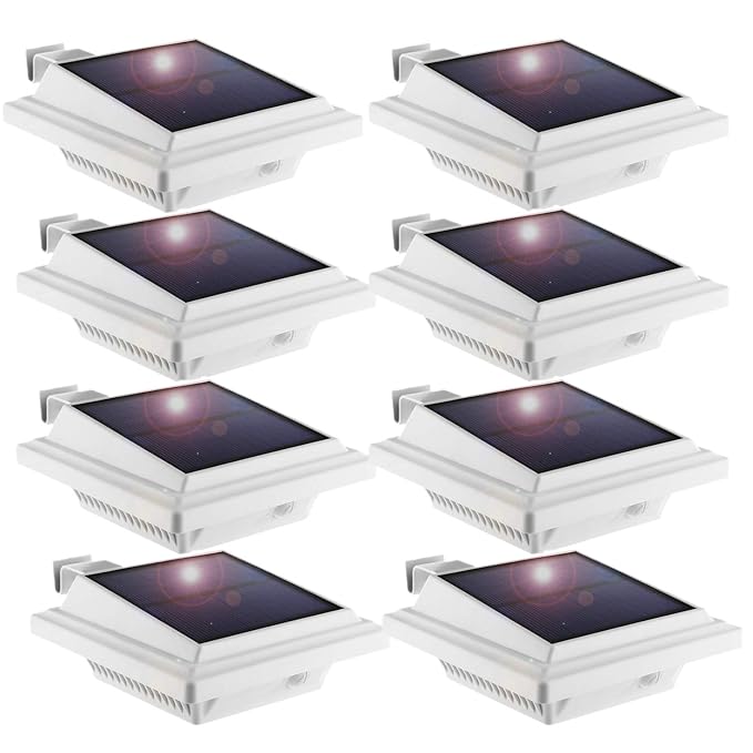 LED Solar Dachrinnenleuchte,KEENZO Solarlampen für Außen, 25LEDs Solarlicht, Auto ON/OFF, Weiß, Kaltesweiß Licht (8 Stück)