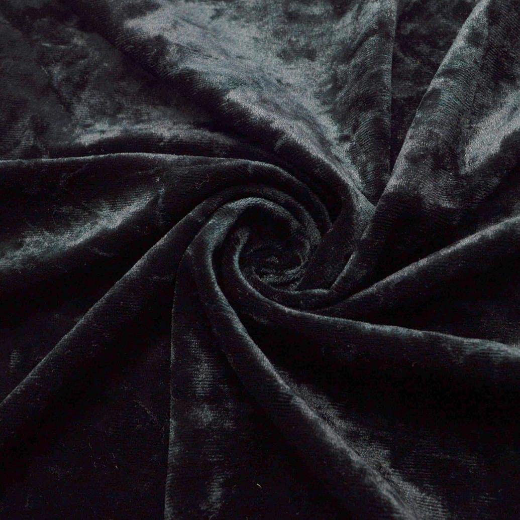 Novato Textiles Premium Crushed Velvet Stretch Velour Glitz Fabric Material 150cm Wide (Black, 1 Meter Pre Cut)