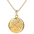 YOUFENG Locket Necklace that Holds Pictures Flower Lockets Pendant Necklaces 18K Gold Plated Gifts Jewelry